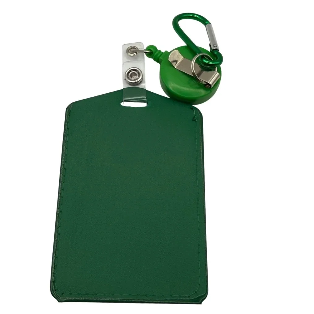 Green Retractable Badge Holder Card Holder with Carabiner‎ Clip